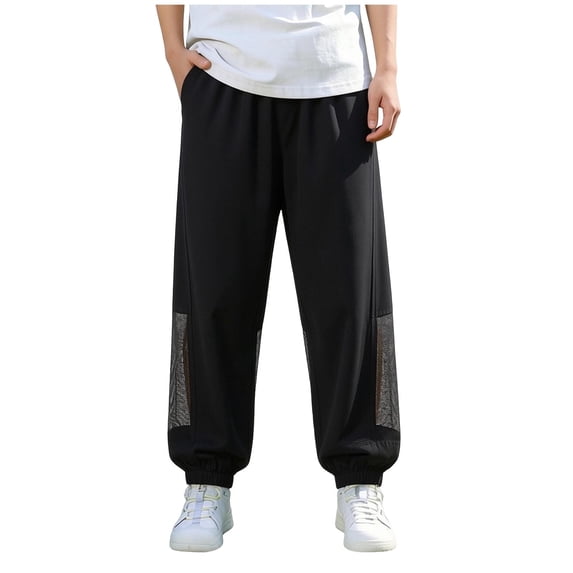 Fesfesfes Unisex Kids Spring Summer Casual Cargo Pants, Boys and Girls 3-14 Youth Loose Long Pants with Double Pockets,Quick Dry Lightweight Nylon Fabric,Elastic Waist Pants for Daily Play