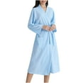 thumbnail image 1 of Fesfesfes Unisex Winter Fleece Robe for Women and Men Cozy Warm Soft Bathrobe Nightgown with Pockets and Belt All Season Long Breathable Homewear Home Relaxation(Blue,XL), 1 of 4