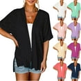 thumbnail image 1 of Fesfesfes V Neck T Shirts for Womens Spring And Summer Short SleevesＶ-NeckSolid Color Casual Cardigan Solid Color Cover Up Casual Tank XL(US:10), 1 of 7
