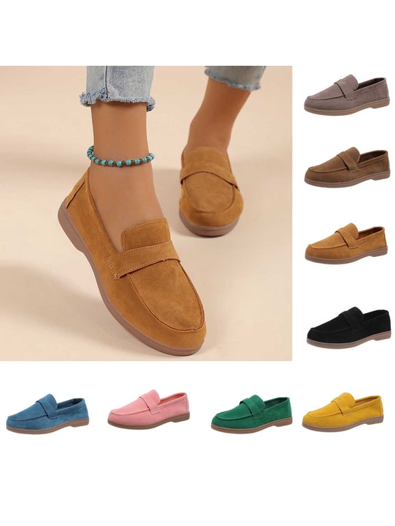 Walking Shoes for Women Round Toe Fashion Casual Comfortable Round Toe Low Heels Shoes Solid Color Shoes 40(7.5)