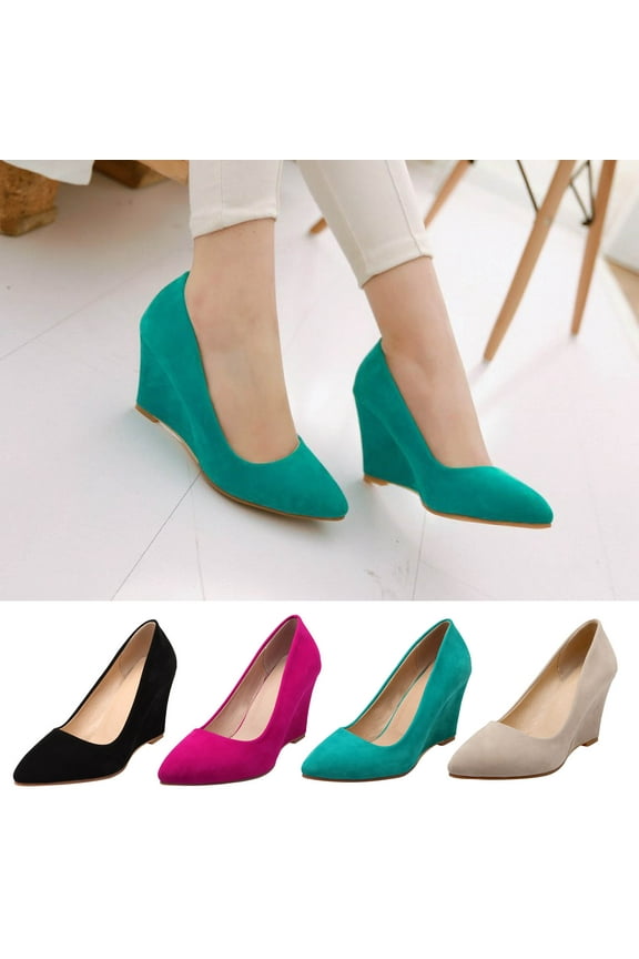 Wedges For Women Oversized Fashion Sloping High Heels Shallow Frosted Candy Colored Womens Shoes 9(42)