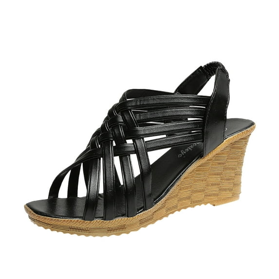 Fesfesfes Wedges Sandals For Women Matsuke Heel Thick Sole Slope Heel Women's Shoes Summer Breathable Casual Beach Sandals 6.5(38)