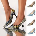 thumbnail image 1 of Fesfesfes White Heels Women's Shoes Casual Slip-on Sandals High Heel Fashion Pointed Toe Snake Print Stilettos 4.5(35), 1 of 9