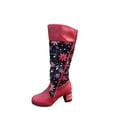 thumbnail image 1 of Fesfesfes Wide Calf Boots For Women Cowboy Vintage Embroidery Flower Chunky Mid-Heels Wide Mid Calf Retro Zipper Shoes US:7(39), 1 of 9
