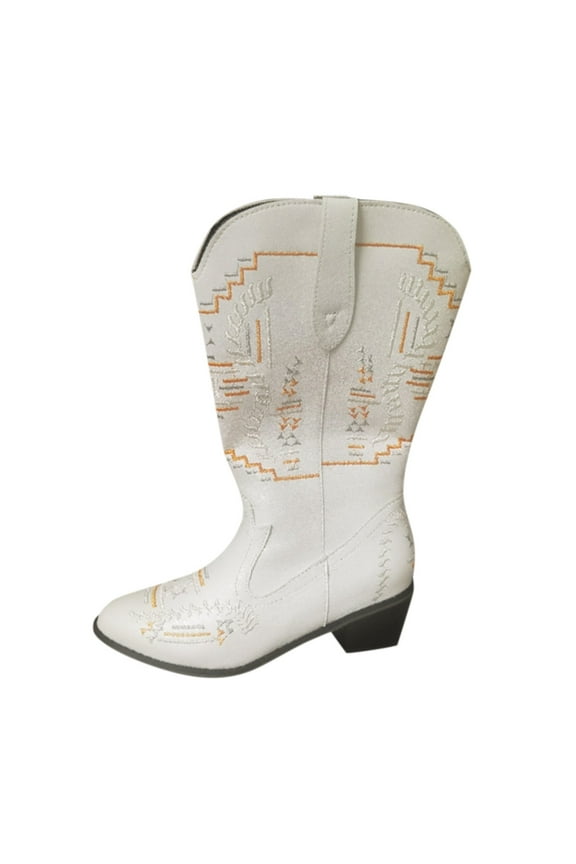 Wide Calf Boots For Women Fashion Gothic Boots Printed Cowgirls Boots Casual Pointer Boots Low Heels Boots US:6.5-7(37)