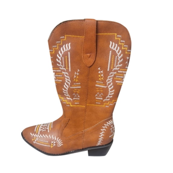 Fesfesfes Wide Calf Boots For Women Fashion Gothic Boots Printed Cowgirls Boots Casual Pointer Boots Low Heels Boots US:7.5(38)