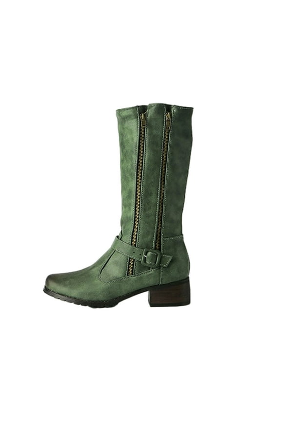 Wide Calf Boots For Women Low-heeled Nubuck Synthetic Handsome US:10(44)