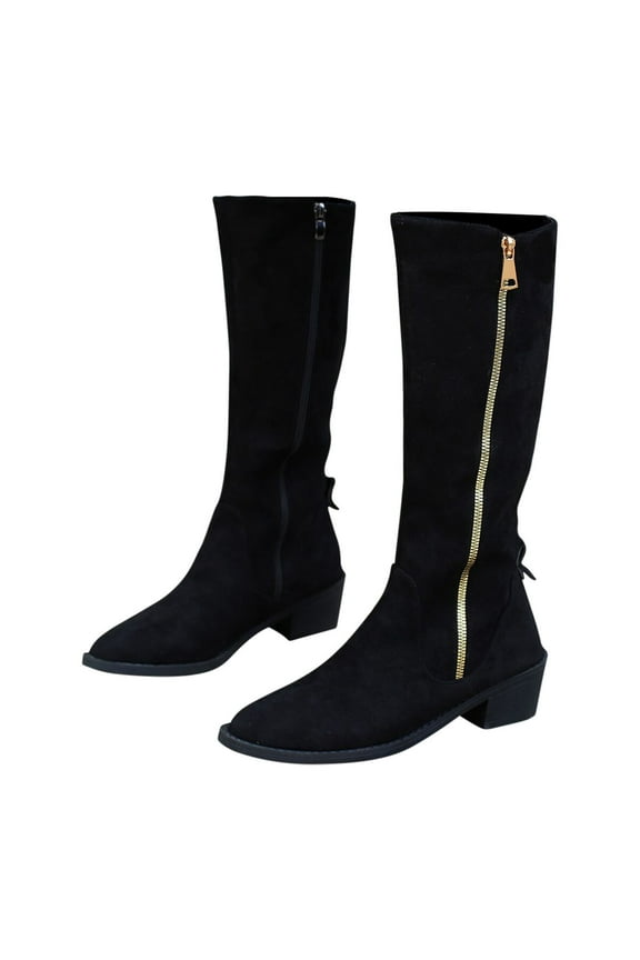 Wide Calf Boots For Women Mid Heel Knee Boots Leopard Print Boots Side Zipper Fashion Casual Ladies Boots US:9.5(43)