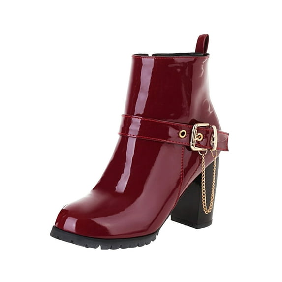 Fesfesfes Wide Calf Boots For Women Pointed Toe High Heel Winter Casual Warm Female Fashion Solid Color Shoes 7(39)