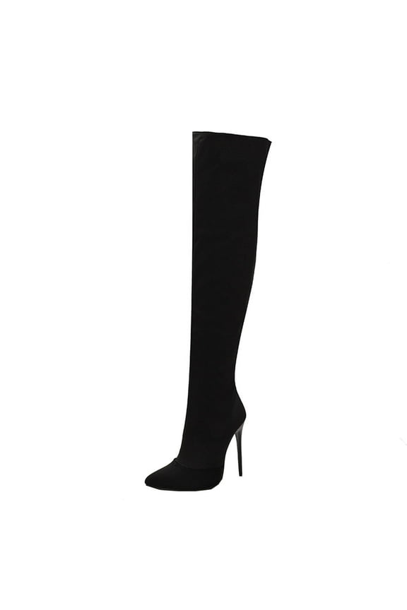 Wide Calf Boots For Women Fashion Autumn Winter High Heel Pointed Side Zipper Lady High Boots US:5.5(36)