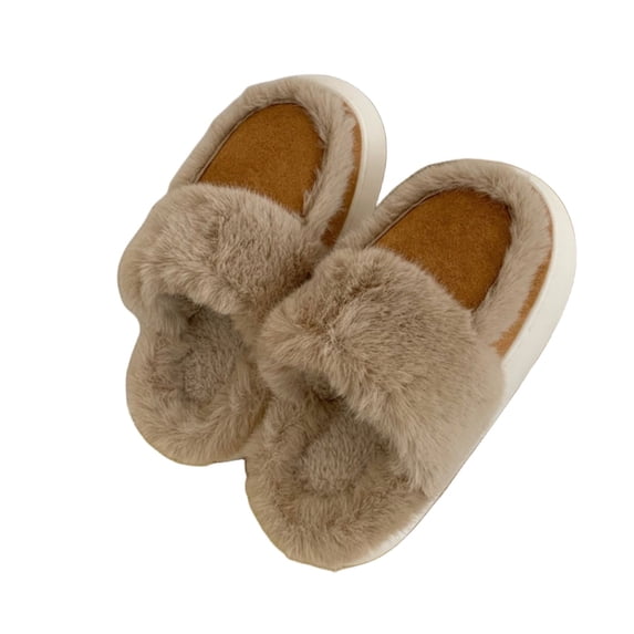 Fesfesfes Wineter Slip Women's Winter Bedroom Retro Style Color Collision Cotton Slippers Casual Fashion Home Warm Soft Soles Floor Warm Plush Slippers 7.5-8.5(40-41)