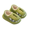 thumbnail image 1 of Fesfesfes Winter Children Plush Non Slip Warm Home Slippers for Boys Girls Cozy Fleece Lined Indoor Outdoor Baby Toddler Kids Soft Flexible Lightweight Casual Walking Shoes(Army Green,4-6 Years), 1 of 4