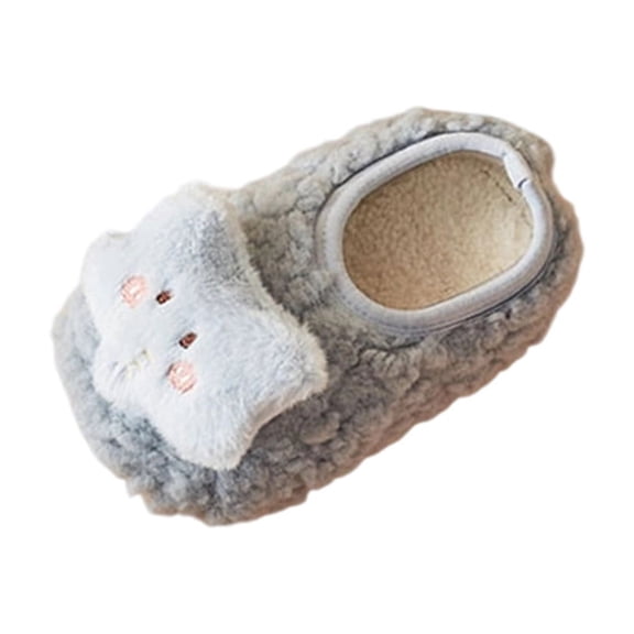 Fesfesfes Winter Children Plush Non Slip Warm Home Slippers for Boys Girls Cozy Fleece Lined Indoor Outdoor Baby Toddler Kids Soft Flexible Lightweight Casual Walking Shoes(Blue#1,4-6 Years)
