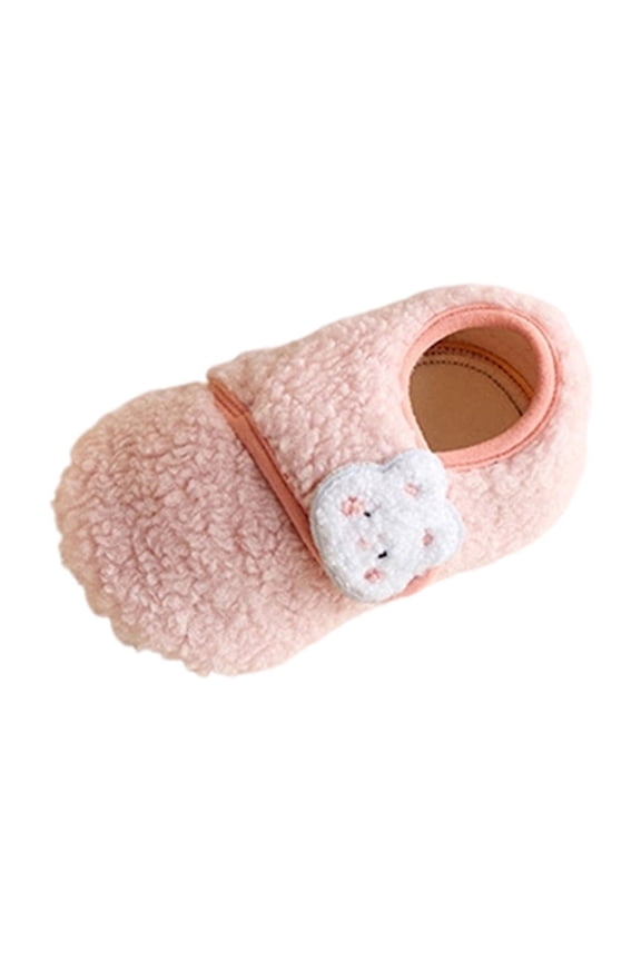 Winter Children Plush Non Slip Warm Home Slippers for Boys Girls Cozy Fleece Lined Indoor Outdoor Baby Toddler Kids Soft Flexible Lightweight Casual Walking Shoes(Pink#2,1-2 Years)