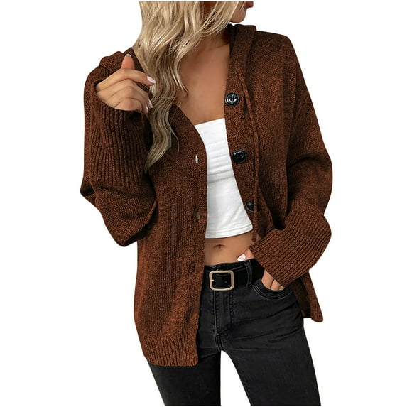 Fesfesfes Winter Coats For Women Loose Dark Color Rope Knitting Cardigan Jacket On Sale
