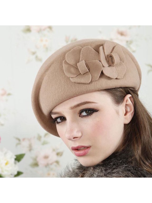 Fesfesfes Winter Hats For Women French Beret Dressing Hat Beanie Pillbox Hat Wool Warm Hat
