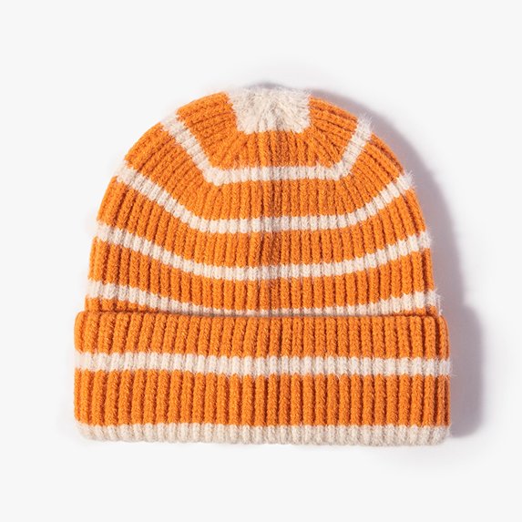 Fesfesfes Winter Knitted Hats For Men And Women Striped Curled Edgeless Cold Hat Women's Outdoor Warmth Thick Hat