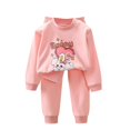 thumbnail image 1 of Fesfesfes Winter Outfits Girls And Boys Casual Long Sleeve Tops Round Neck Collar Botton Printed Long Pants Sets, 1 of 4