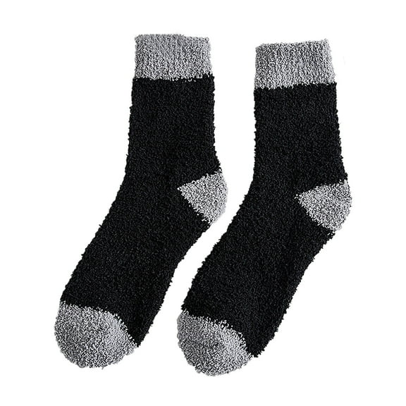 Fesfesfes Winter Socks for Men Coral Fleece Socks Plush Middle Tube Sleeping Socks Home Stocking
