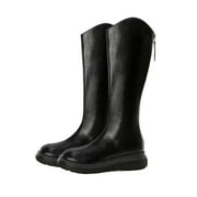 Fesfesfes Winter Thick Soles Boots Female Boots But Knee Thin Within The High Single Boots Water Proof Boots Round Toe Boots Fuzzy Boots 7.540