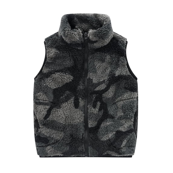 Fesfesfes Winter Vest for Boys Girls Camouflage Print Plush Vest Cute Thick Outwear Casual Keep Warm Singlet Coat Jacket On Sale