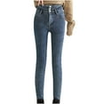 thumbnail image 1 of Fesfesfes Winter Warm Jeans Sherpa Fleece Lined Jeans For Women High Waisted Stretchy Leggings Plush Skinny Thermal Jeans, 1 of 7