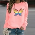 thumbnail image 1 of Fesfesfes Winter Womens Tops Ladies Butterfly Print Sweatshirt Lightweight Blouse Tee Sweater, 1 of 3
