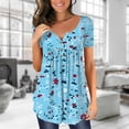thumbnail image 1 of Fesfesfes Womans Shirts Women Fashion Casual Printing Shirts Short Sleeve Loose Tee Tops V Neck Blouse Womens Spring Tops L(US:8), 1 of 5