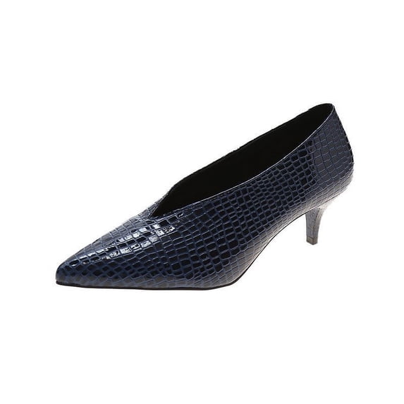 Fesfesfes Women Black Shoes Scoop Shoes Mid-heel Shoes Women Fashion Retro Grandma Shoes Work High Heels Four Seasons Shoes 5.5(36)