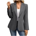 thumbnail image 1 of Fesfesfes Women Business Blouse Jacket Solid Color Printed Long Sleeve Suit Slimming Cardigan Double Breasted Suit Coat Tops Jacket(Z01#Dark Gray,M), 1 of 7