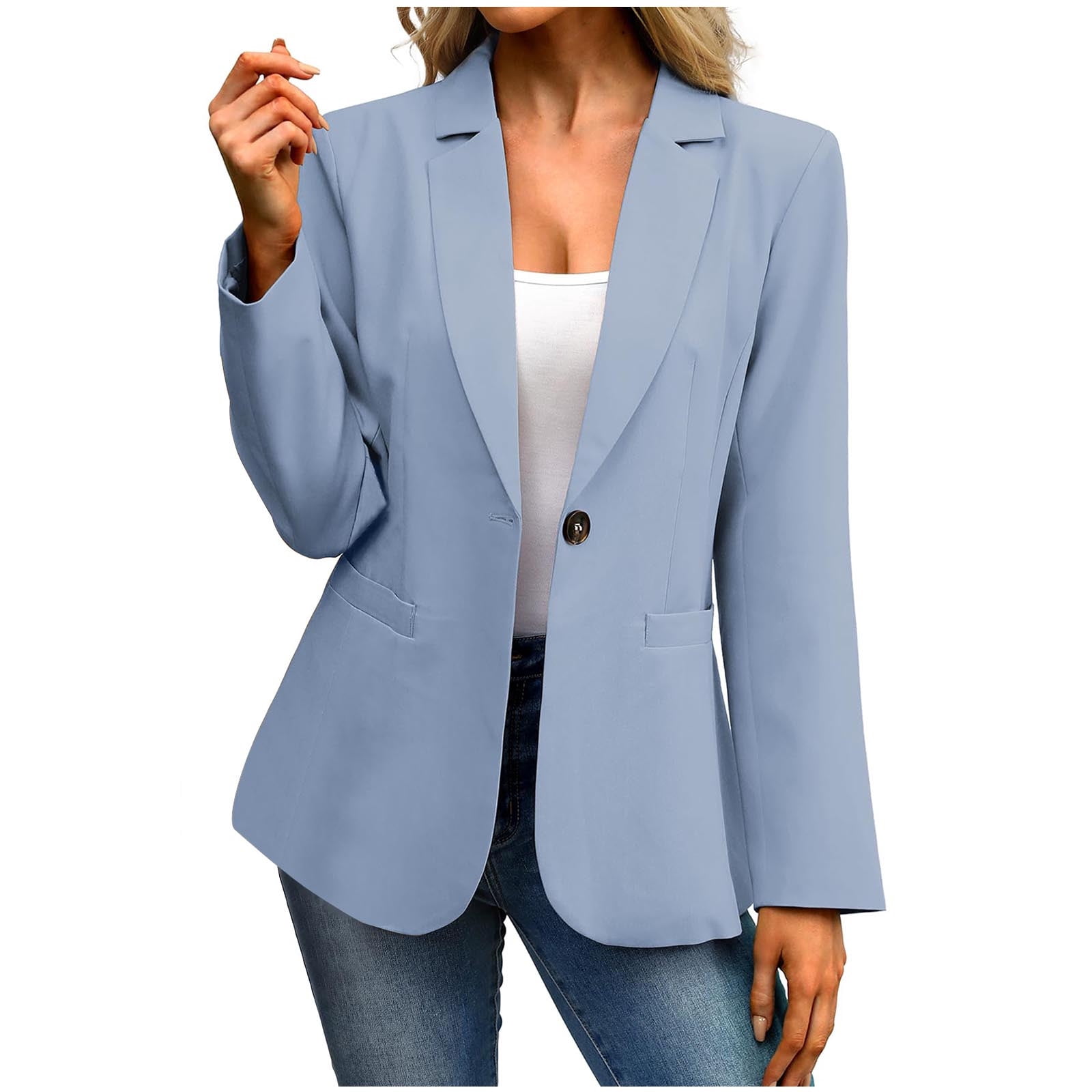 Fesfesfes Women Business Blouse Jacket Solid Color Printed Long  display picture 1
