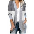 thumbnail image 1 of Fesfesfes Women Cardigan Casual Color Block Long Sleeve Coat with Pocket Plush Long Knit Cardigan Sweater Tops, 1 of 1
