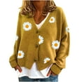 thumbnail image 1 of Fesfesfes Women Cardigan Women Fall Winter Casual Floral Printed Long Sleeve Knitted Cardigan Sweater Coat Clearance Under $10, 1 of 5
