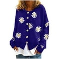thumbnail image 1 of Fesfesfes Women Cardigan Women Fall Winter Casual Floral Printed Long Sleeve Knitted Cardigan Sweater Coat Tops, 1 of 5