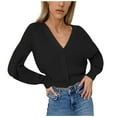 thumbnail image 1 of Fesfesfes Women Cardigan Women Loose Solid Color Soli V-Neck Lantern Sleeve Button Knit Cardigan Top Sale on Clearance, 1 of 8