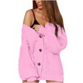 thumbnail image 1 of Fesfesfes Women Cardigan Women Solid Color Button Up Long Sleeves Knit Cardigan Loose Tops Blouse Sweater, 1 of 8