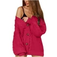 thumbnail image 1 of Fesfesfes Women Cardigan Women Solid Color Button Up Long Sleeves Knit Cardigan Loose Tops Blouse Sweater Sale Items, 1 of 8