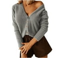 thumbnail image 1 of Fesfesfes Women Cardigan Women Winter Casual Long Sleeve Casual Solid Coat Cardigan Blouse Under $10, 1 of 9