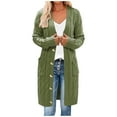thumbnail image 1 of Fesfesfes Women Cardigan Womens Long Sleeve Cable Knit Long Cardigan Open Front Button Sweater Outerwear, 1 of 6