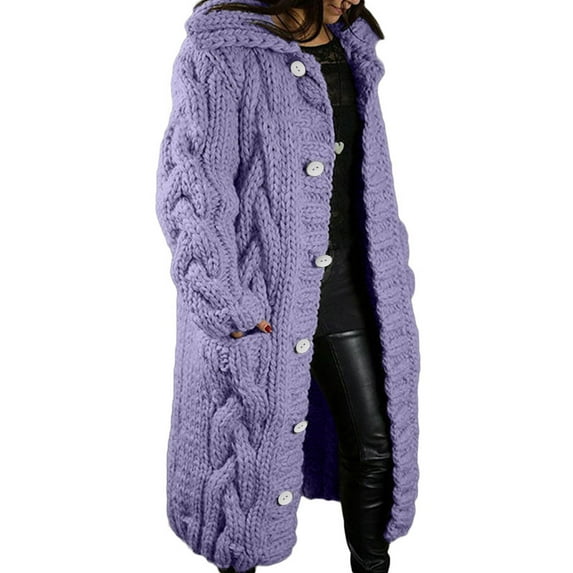 Fesfesfes Women Cardigan Womens Long Sleeve Cable Knit Long Cardigan Open Front Button Sweater Outerwear Sale Items