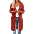 thumbnail image 1 of Fesfesfes Women Cardigan Womens Long Sleeve Cable Knit Long Cardigan Open Front Button Sweater Outerwear, 1 of 6
