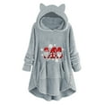 thumbnail image 1 of Fesfesfes Women Casual Christmas Printing Plush Outerwear Long Sleeved Tops Ladies Hooded Plush Coat Tops On Sale, 1 of 5