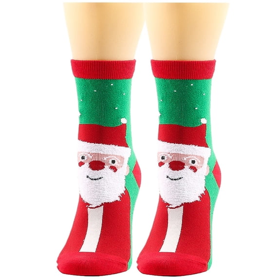 Fesfesfes Women Christmas Printed Socks Vintage Thicker Socks Ankle High Comfortable Socks