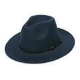 thumbnail image 1 of Fesfesfes Women Classic Hat Wide Brim Hat with Belt Buckle Fedora Hat, 1 of 5