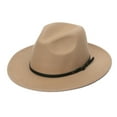 thumbnail image 1 of Fesfesfes Women Classic Hat Wide Brim Hat with Belt Buckle Fedora Hat, 1 of 3