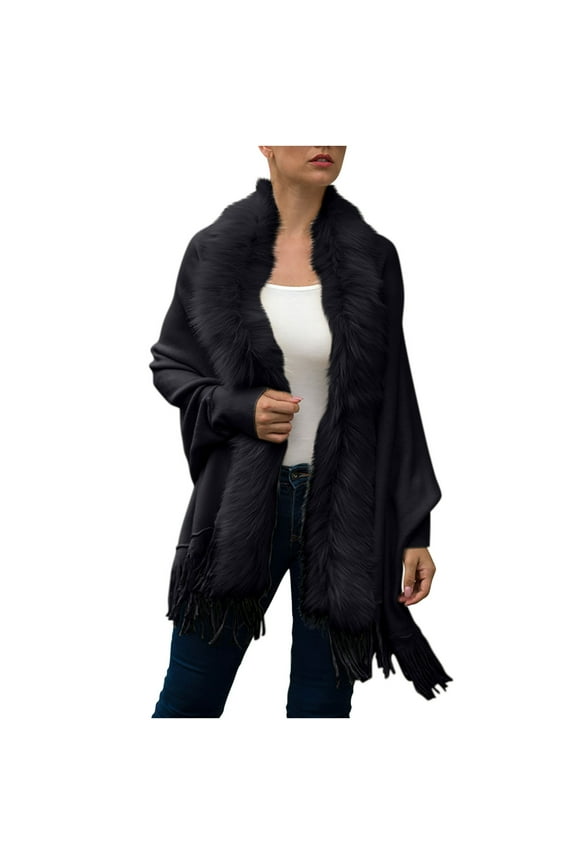 Women Cloak Cape Casual Soild Long Sleeve Pocket Knit Cardigan Sweater Coat Outwear or