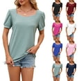 thumbnail image 1 of Fesfesfes Women Clothing Women's Fashion Casual Solid Color Short Sleeve V-Neck Blouses Shirts Short Sleeve T Shirts for Women XL(US:10), 1 of 9
