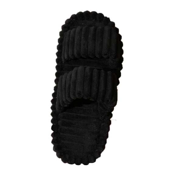 Fesfesfes Women Curly Hair Slippers Cozy Indoor House Shoes Non-Slip Lightweight Comfortable Soft Sole Casual Walking Footwear for Home Relaxation(Black,36(US:5.5))