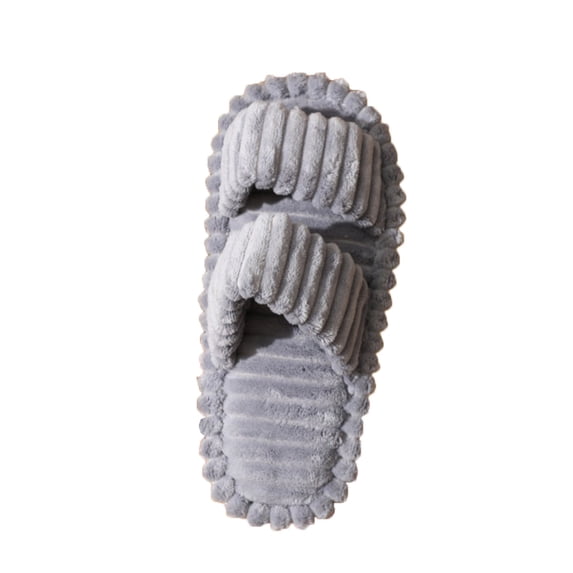 Fesfesfes Women Curly Hair Slippers Cozy Indoor House Shoes Non-Slip Lightweight Comfortable Soft Sole Casual Walking Footwear for Home Relaxation(Gray,42(US:9))
