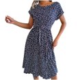 thumbnail image 1 of Fesfesfes Women Dress Casual Round Neck Printed Short Sleeve Dress Spring Bandage Dresses, 1 of 8